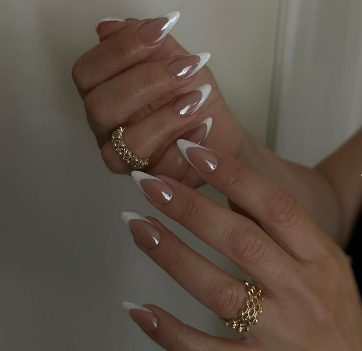 24pc Almond Nails with Glazed Donut French Tips - Press-on Express