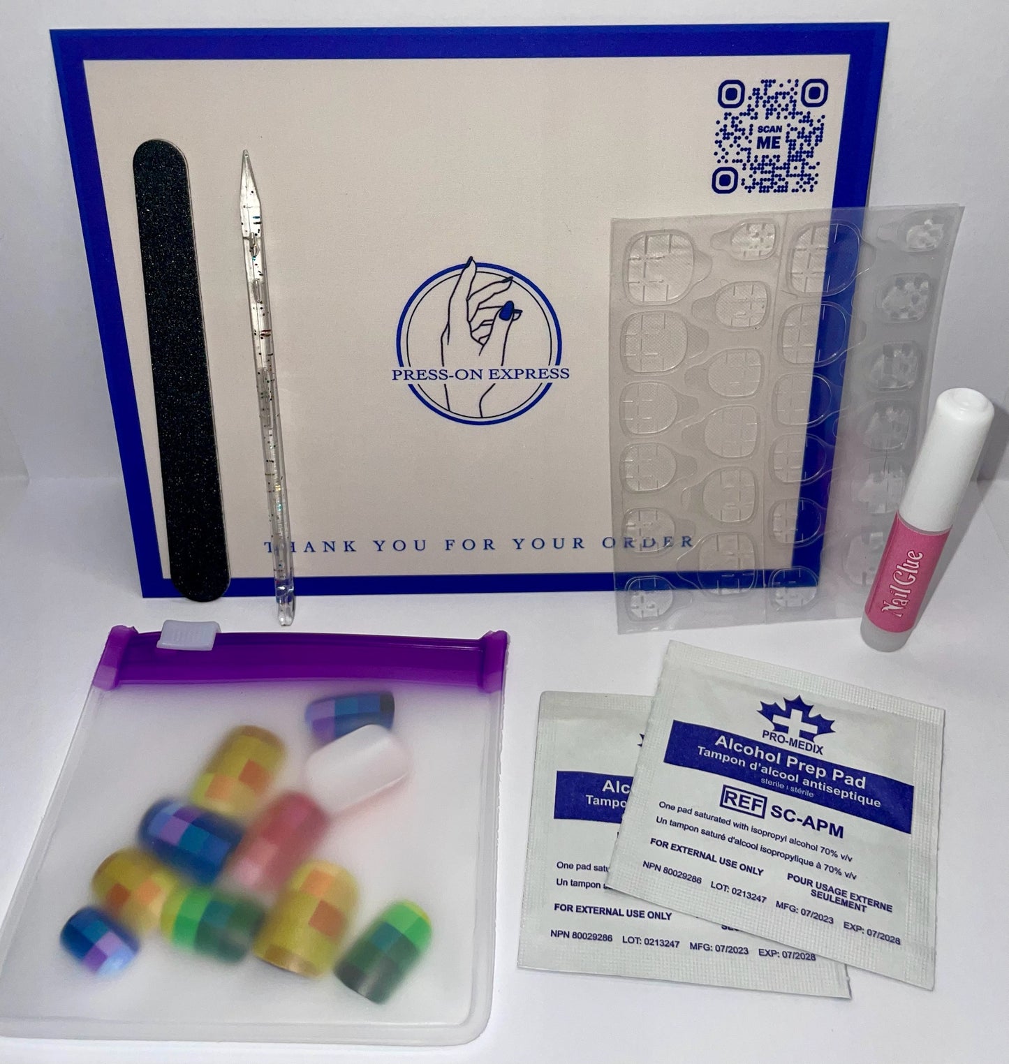 24pc Square Nails Set in Colorful Pixel Design - Press-on Express