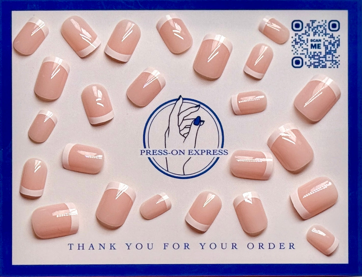 24pc Short Square Nails with French Tips - Press-on Express