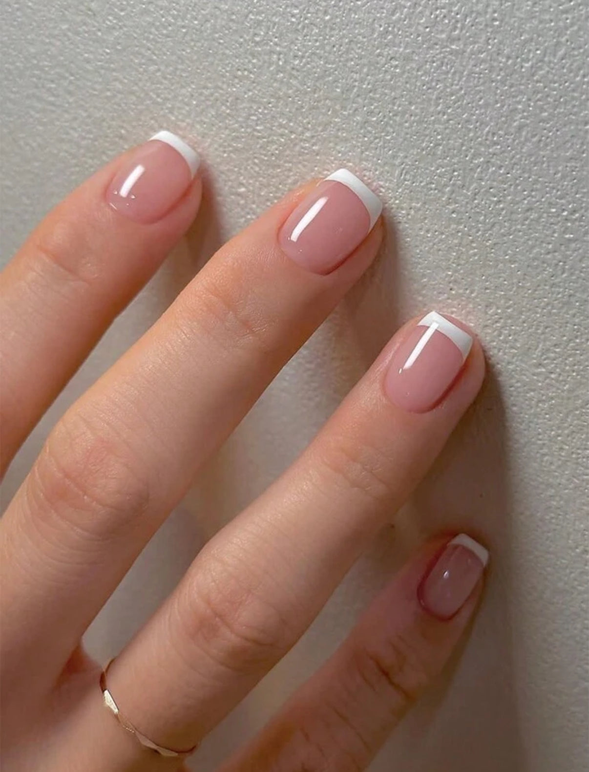 24pc Short Square Nails with French Tips - Press-on Express