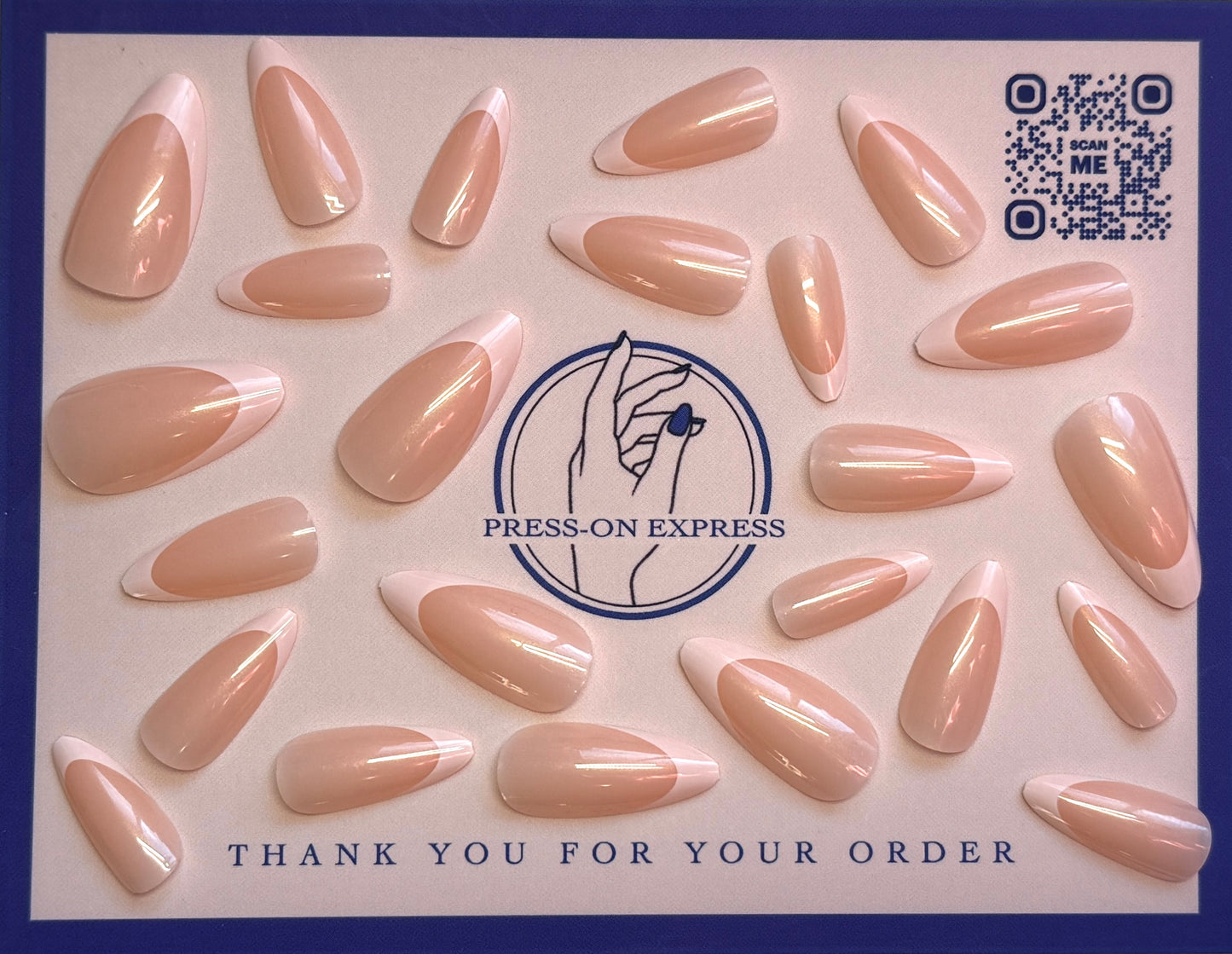 24pc Almond Nails with Glazed Donut French Tips - Press-on Express
