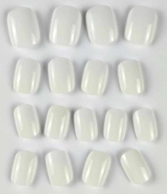 24Pc Short Square Nails Set in White - Press-on Express