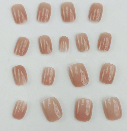 24Pc Short Square Nails Set in Sheer Khaki - Press-on Express