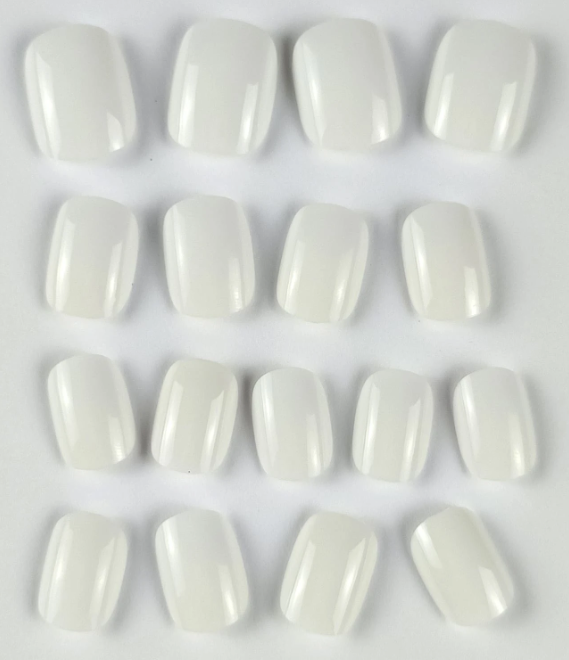 24Pc Short Square Nails Set in White