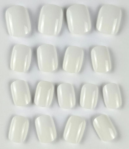 24Pc Short Square Nails Set in White